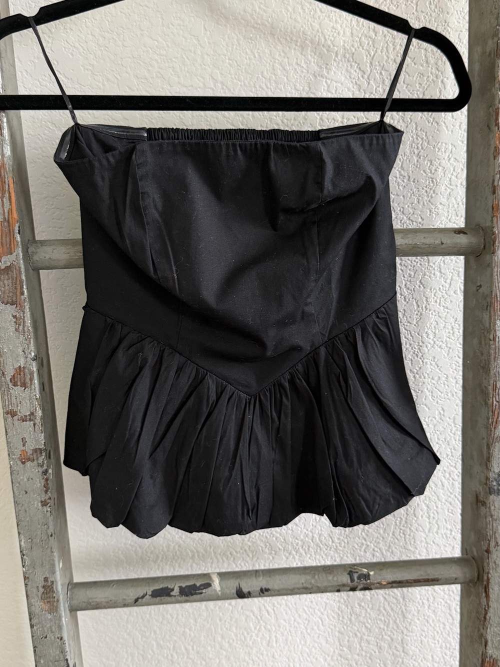 Leith Black Ruffled Mini Top